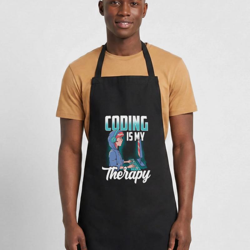 Programming is my therapy coder coding code Cooking Apron
