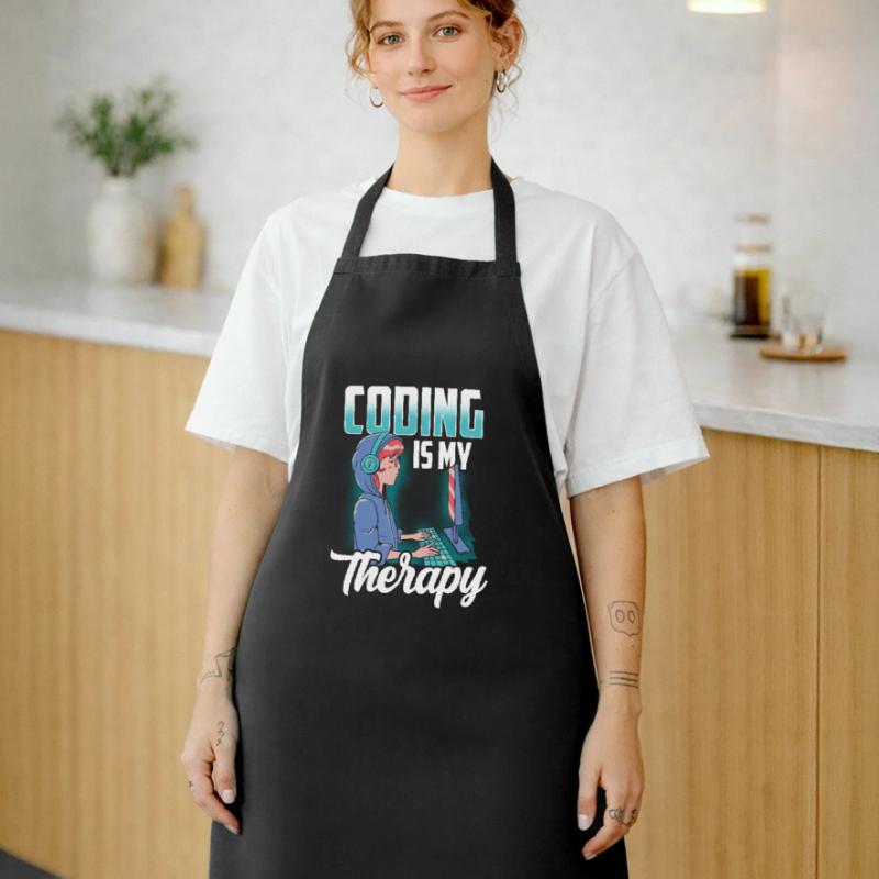 Programming is my therapy coder coding code Cooking Apron