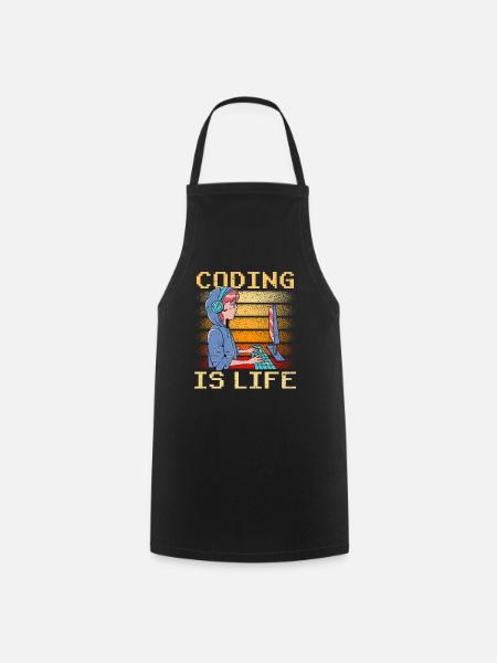Coding is Life Coder Code Programmer - Cooking Apron - black