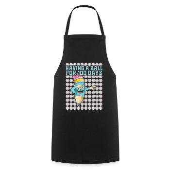 Élève 100e jour de balle 100 jours d’école - Tablier de cuisine - noir - Devant - AI Model Male 185 dark (185cm)