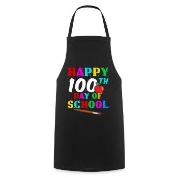 Étudiant heureux 100e jour Apple 100 jours d’école - Tablier de cuisine - noir - Devant - AI Model Male 185 dark (185cm)