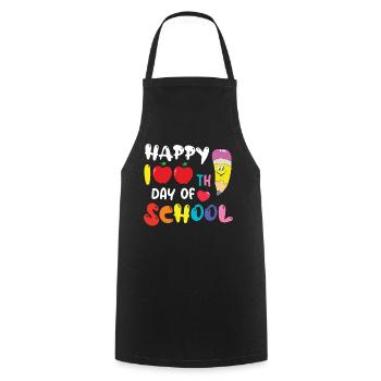 Mignon étudiant heureux 100e jour 100 jours d’école - Tablier de cuisine - noir - Devant - AI Model Male 185 dark (185cm)