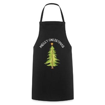 merry christmas tree xmas symbol fir tree forest - Cooking Apron - black - Front - AI Model Male 185 dark (185cm)
