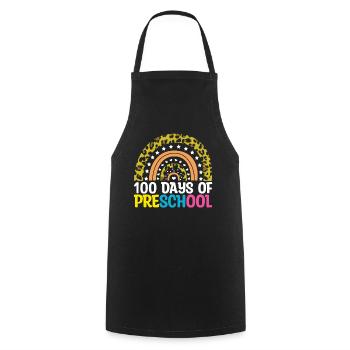 Student 100th Day Preschool 100 Days Of School - Cooking Apron - black - Front - AI Model Male 185 dark (185cm)