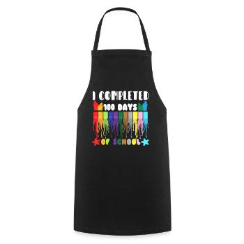 Color 100th Day Completed 100 Days Of School - Cooking Apron - black - Front - AI Model Male 185 dark (185cm)