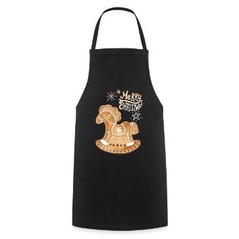 Gingerbread Horse gingerbread-horse Christmas - Cooking Apron - black - Front - AI Model Male 185 dark (185cm)