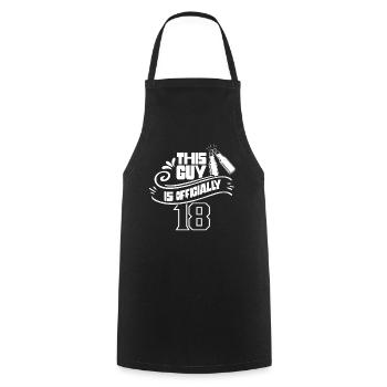 This guy is officially 18 birthday eighteen - Cooking Apron - black - Front - AI Model Male 185 dark (185cm)