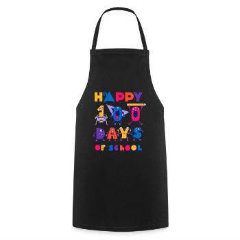 Monster Student Happy 100th Day 100 Days Of School - Cooking Apron - black - Front - AI Model Male 185 dark (185cm)