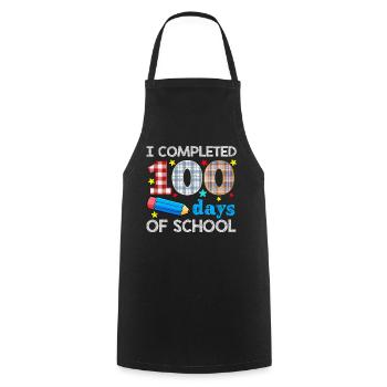 Plaid 100th Day Completed 100 Days Of School - Cooking Apron - black - Front - AI Model Male 185 dark (185cm)