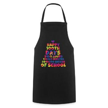 Happy 100th Day Tie Dye Color 100 Days Of School - Cooking Apron - black - Front - AI Model Male 185 dark (185cm)