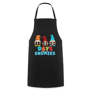 100th Day School Gnomes Happy 100 Days Of School - Cooking Apron - black - Front - AI Model Male 185 dark (185cm)