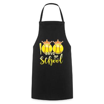 100e jour de baseball softball 100 jours d’école - Tablier de cuisine - noir - Devant - AI Model Male 185 dark (185cm)