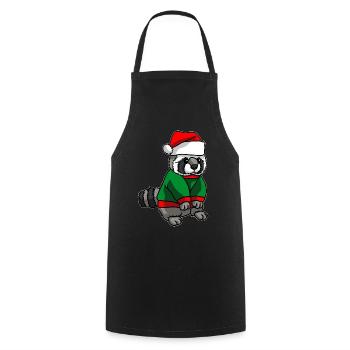 Raccoon with Christmas Hat Christmas Costume - Cooking Apron - black - Front - AI Model Male 185 dark (185cm)