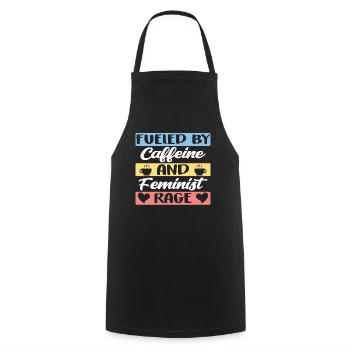 Alimenté par la caféine et la rage féministe - Tablier de cuisine - noir - Devant - AI Model Male 185 dark (185cm)