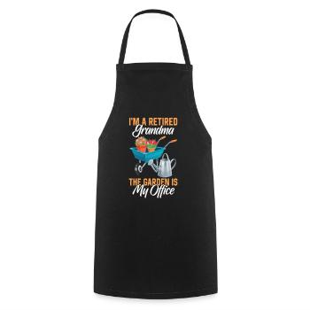 I am a retired grandmother grandma garden - Cooking Apron - black - Front - AI Model Male 185 dark (185cm)