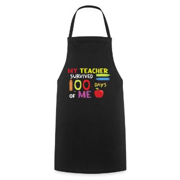 Funny 100th Day Teacher Survive 100 Days Of School - Cooking Apron - black - Front - AI Model Male 185 dark (185cm)
