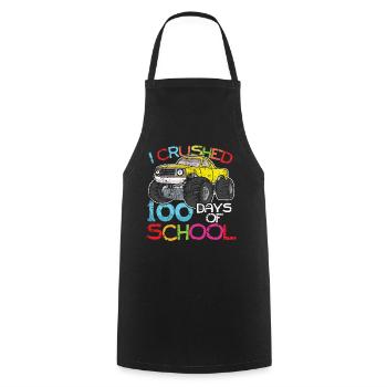 100. Tag Crushed Truck Glückliche 100 Tage Schule - Kochschürze - Schwarz - Vorne - AI Model Male 185 dark (185cm)