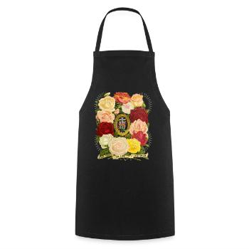 IHS Jesus Jesus Christus vintage-Rosenmotiv Spruch - Kochschürze - Schwarz - Vorne - AI Model Male 185 dark (185cm)