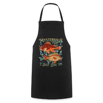 Pisces Vintage Illustration Love-Fish Saying - Cooking Apron - black - Front - AI Model Male 185 dark (185cm)
