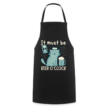 Cat drinks beer, funny saying with beer mug - Cooking Apron - black - Front - AI Model Male 185 dark (185cm)