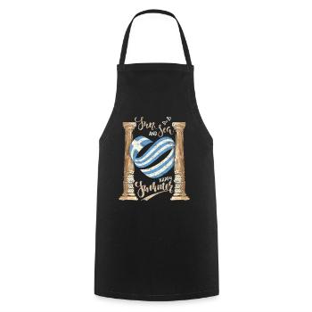 Sun and Sea Greece Holiday Ancient Ruins - Cooking Apron - black - Front - AI Model Male 185 dark (185cm)