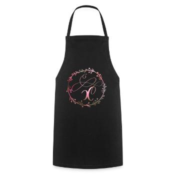 Monogram, letter X, calligraphy ornament - Cooking Apron - black - Front - AI Model Male 185 dark (185cm)