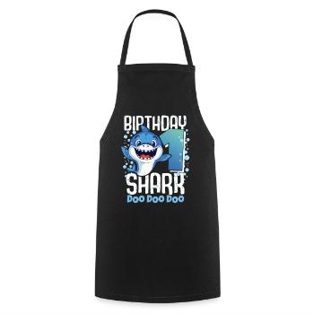 Birthday Shark 1. Geburtstag Haifisch 1 Jahr Hai - Kochschürze - Schwarz - Vorne - AI Model Male 185 dark (185cm)