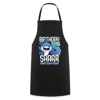 Birthday Shark 5. Geburtstag Haifisch 5 Jahre Hai - Kochschürze - Schwarz - Vorne - AI Model Male 185 dark (185cm)