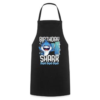 Birthday Shark 4. Geburtstag Haifisch 4 Jahre Hai - Kochschürze - Schwarz - Vorne - AI Model Male 185 dark (185cm)