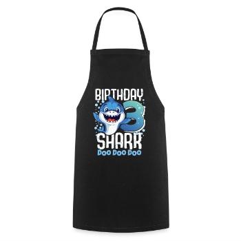 Birthday Shark 3. Geburtstag Haifisch 3 Jahre Hai - Kochschürze - Schwarz - Vorne - AI Model Male 185 dark (185cm)