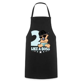 Baby Geburtstag Junge Mädchen 2 Jahre Like a Boss - Kochschürze - Schwarz - Vorne - AI Model Male 185 dark (185cm)
