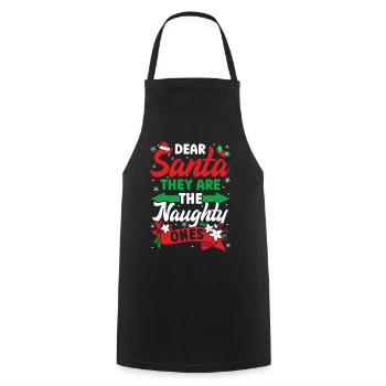 Lustiger Weihnachtsmann Kostüm Frohe Weihnachten - Kochschürze - Schwarz - Vorne - AI Model Male 185 dark (185cm)