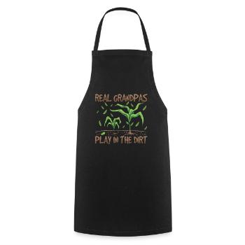 De vrais grands-pères jouant au jardinage dans la terre - Tablier de cuisine - noir - Devant - AI Model Male 185 dark (185cm)