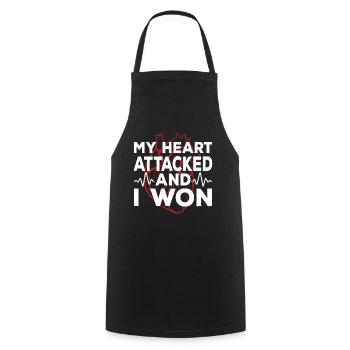 My heart attacked and I won - Cooking Apron - black - Front - AI Model Male 185 dark (185cm)