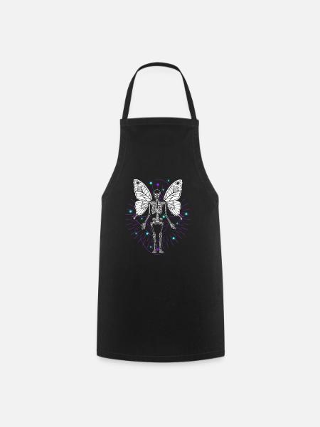 Skeleton Butterfly Dripping Skull Goth - Cooking Apron - black