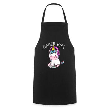 Gamer Girl Gamer Licorne - Tablier de cuisine - noir - Devant - AI Model Male 185 dark (185cm)