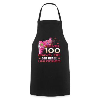 100th Day Gamer 5th Grade Happy 100 Days Of School - Cooking Apron - black - Front - AI Model Male 185 dark (185cm)