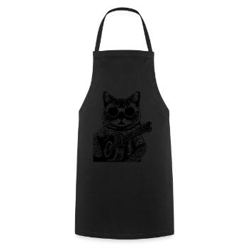 Cat With Sunglasses Playing Guitar - Cooking Apron - black - Front - AI Model Male 185 dark (185cm)