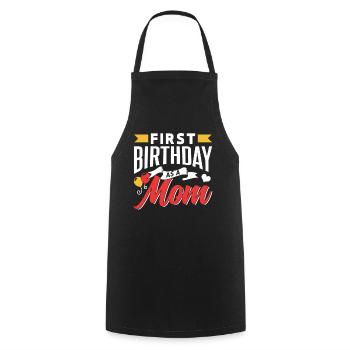 Premier anniversaire en tant que mère Party Mama Mami - Tablier de cuisine - noir - Devant - AI Model Male 185 dark (185cm)