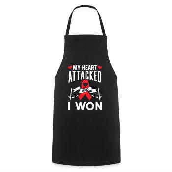 My heart attacked and I won - Cooking Apron - black - Front - AI Model Male 185 dark (185cm)