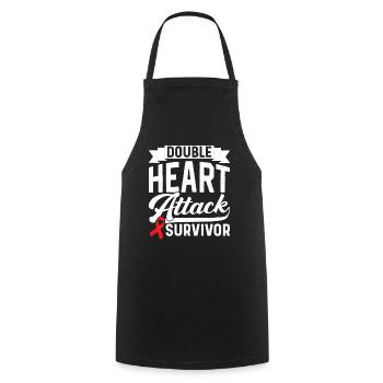 Double heart attack Surviving heart attack - Cooking Apron - black - Front - AI Model Male 185 dark (185cm)