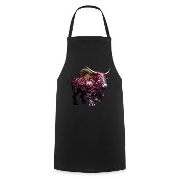Ornate Steampunk Bull Detailed Intricate Cool Art - Cooking Apron - black - Front - AI Model Male 185 dark (185cm)
