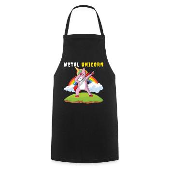 Dabbing Unicorn Rainbow Metal Musique Heavy Rock - Tablier de cuisine - noir - Devant - AI Model Male 185 dark (185cm)