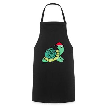 Noël de tortue pixélisée - Drôle - Tablier de cuisine - noir - Devant - AI Model Male 185 dark (185cm)