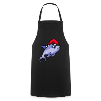 Noël pixélisé dauphin - Drôle - Tablier de cuisine - noir - Devant - AI Model Male 185 dark (185cm)