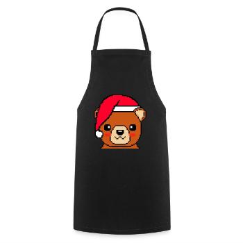 Bear pixelated Christmas - Funny Bear Xmas - Cooking Apron - black - Front - AI Model Male 185 dark (185cm)