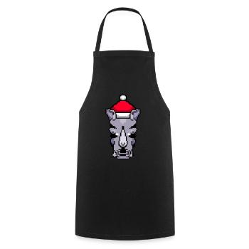 Noël pixélisé Rhino - Drôle de Noël Rhino - Tablier de cuisine - noir - Devant - AI Model Male 185 dark (185cm)