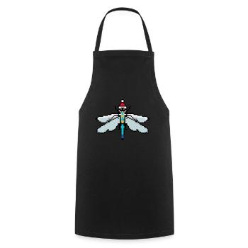Dragonfly Pixelated Christmas - Lustige Libelle - Kochschürze - Schwarz - Vorne - AI Model Male 185 dark (185cm)