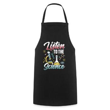 Écoutez les scientifiques scientifiques - Tablier de cuisine - noir - Devant - AI Model Male 185 dark (185cm)