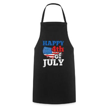 Happy 4 July Happy 4Th Of July America US USA - Cooking Apron - black - Front - AI Model Male 185 dark (185cm)